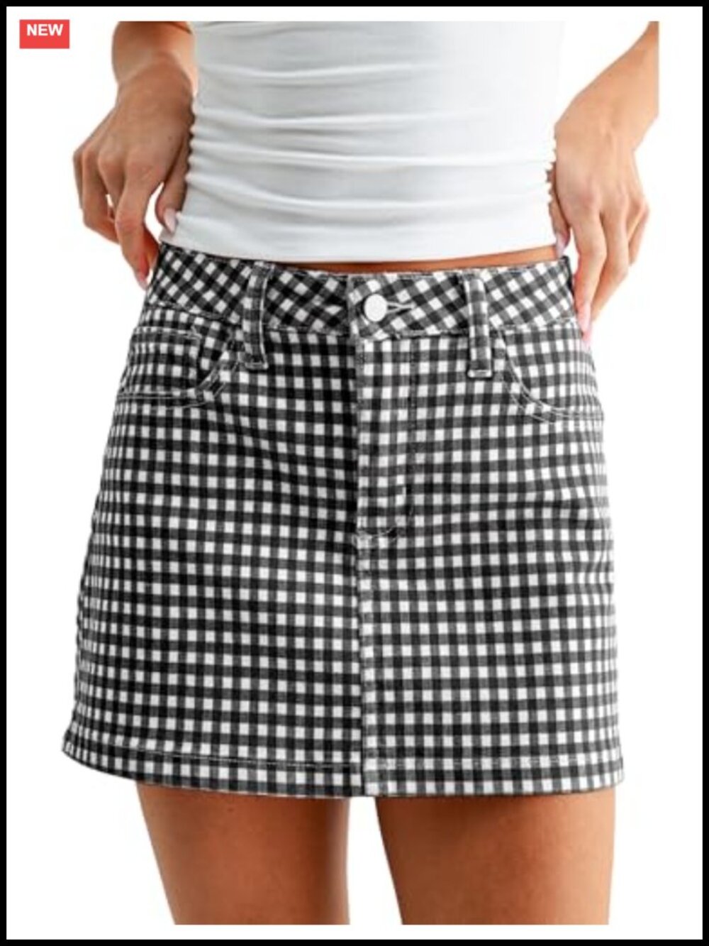 Gingham Mini Skirt Low Rise Plaid Y2K Cute Summer A-Line